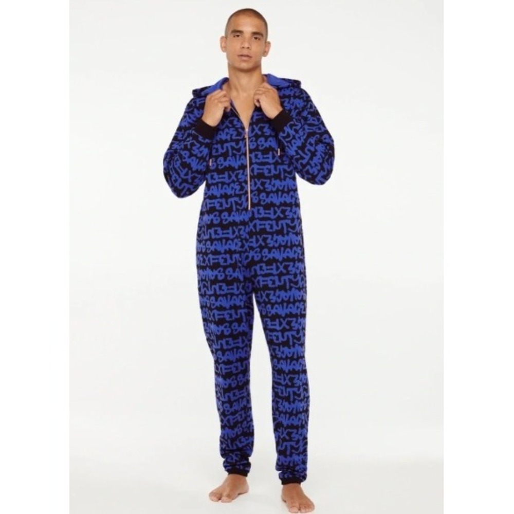 Savage X Fenty Forever Savage Blue Graffiti Onesie Women's Medium Loungewear